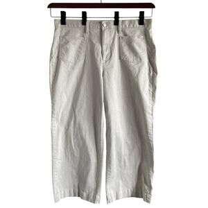 Lands’ End Womens Cropped Chino Pants Wide Leg Patch Pocket Size 16 Tan Capsule
